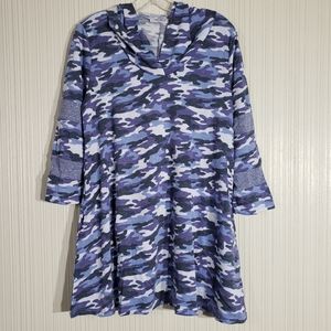 Frumos Purple/Blue/Blk/Wht Hooded Pullover, Sz L